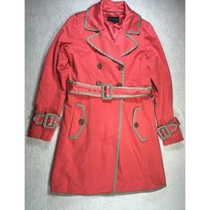 Banana Republic Red Belted Womens Small Double Breasted Cotton Trench Coat